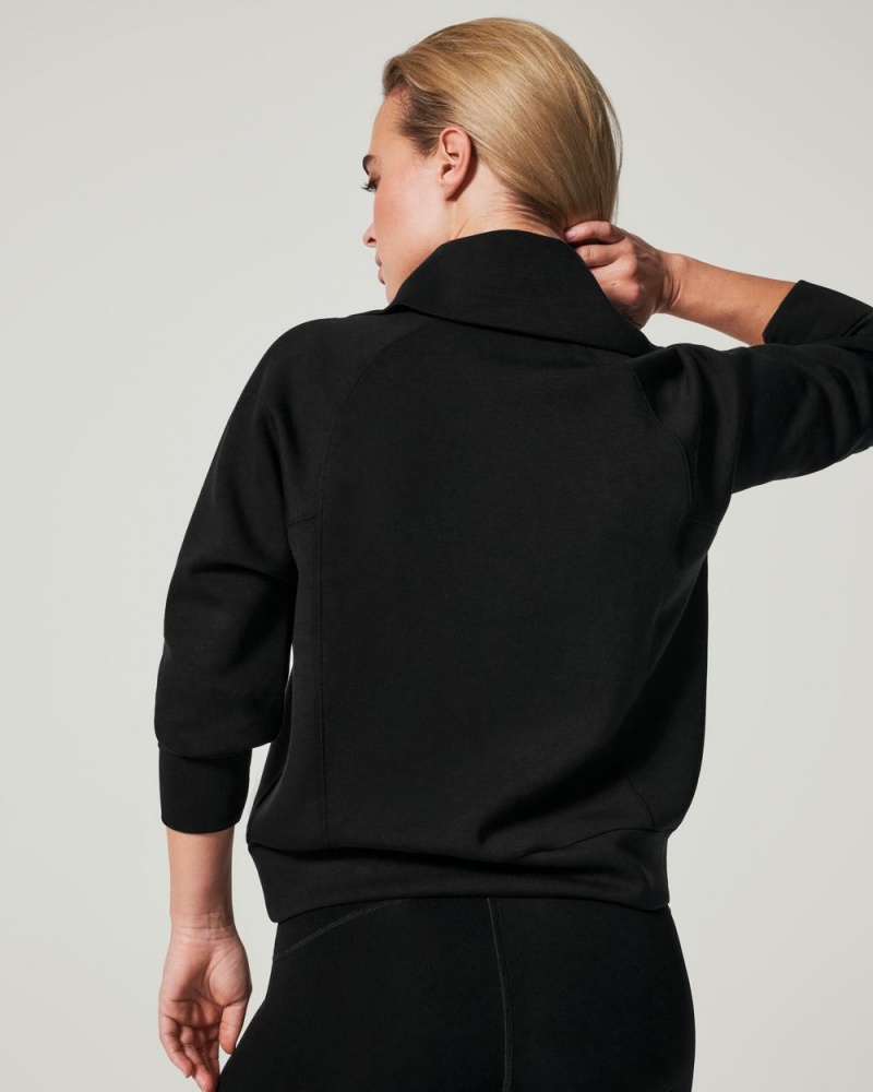 Spanx AirEssentials Half Zip Üstler Kadın Siyah | MSYCTJ092