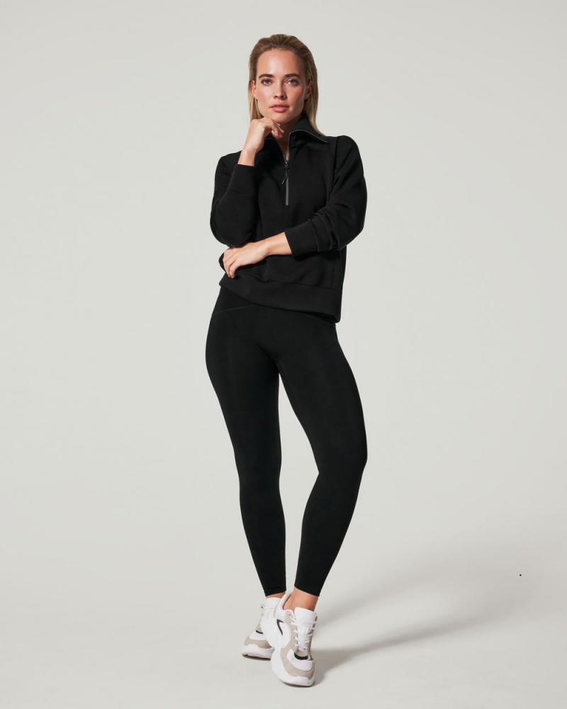 Spanx AirEssentials Half Zip Üstler Kadın Siyah | MSYCTJ092