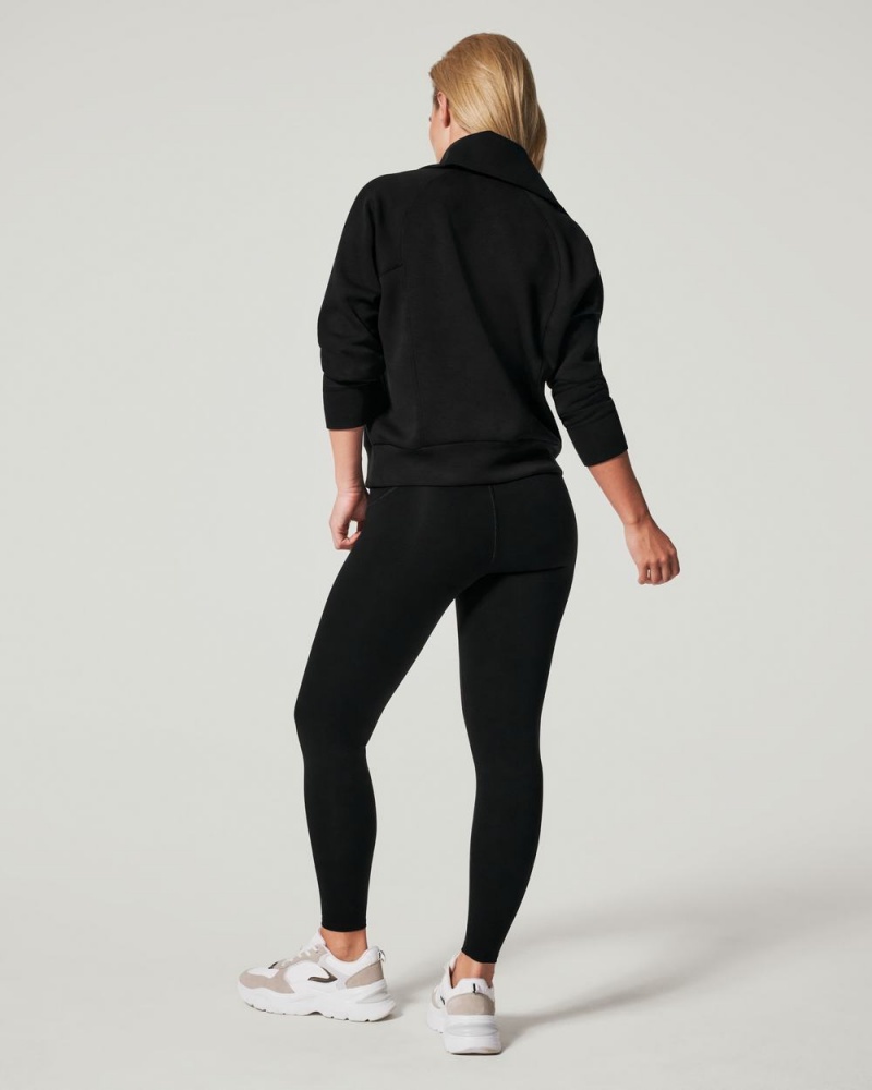 Spanx AirEssentials Half Zip Üstler Kadın Siyah | MSYCTJ092