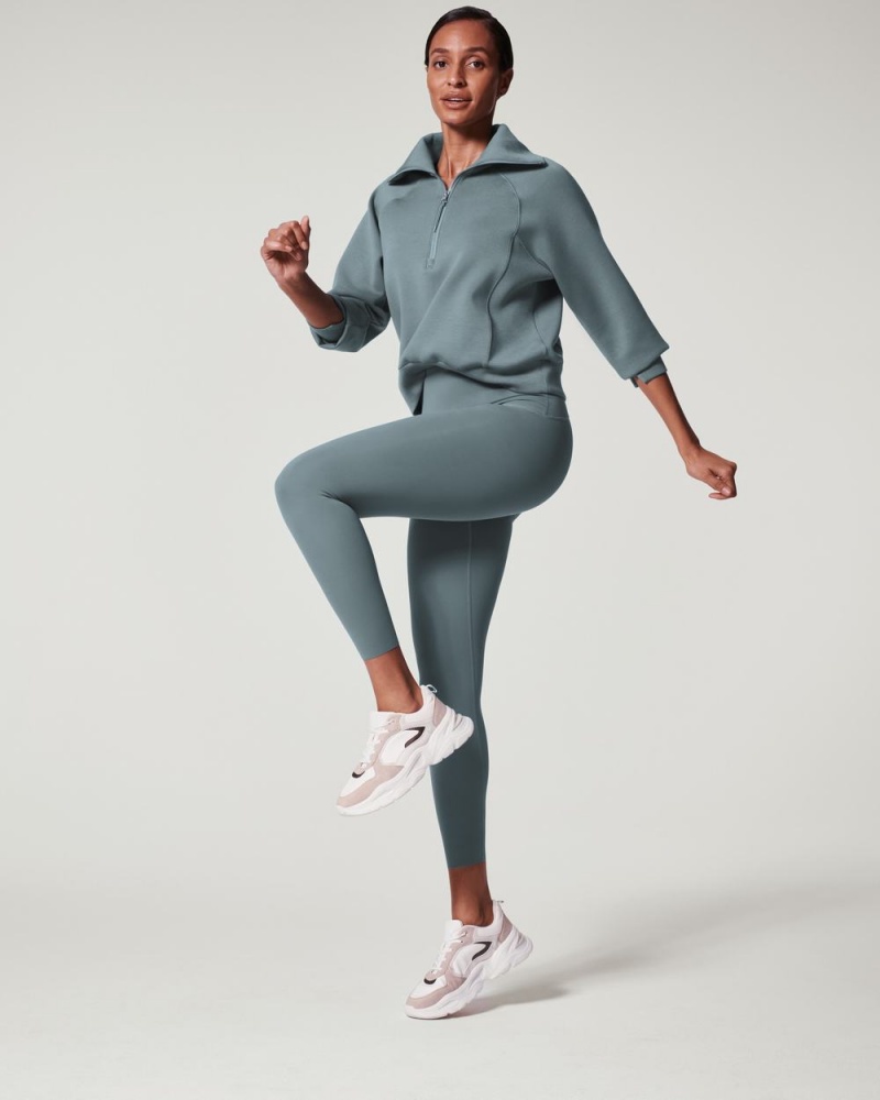 Spanx AirEssentials Half Zip Üstler Kadın Mavi Gri | EZUIDP857