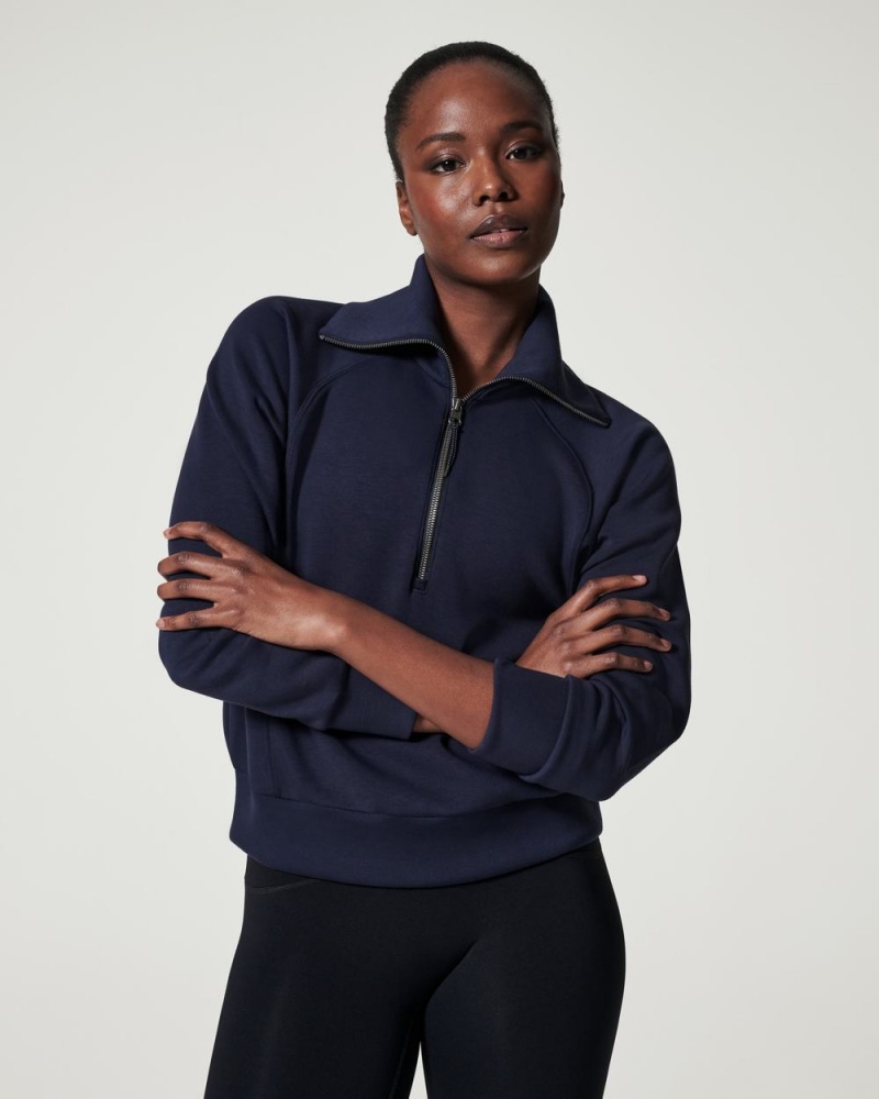 Spanx AirEssentials Half Zip Üstler Kadın Lacivert | SEHXDQ296