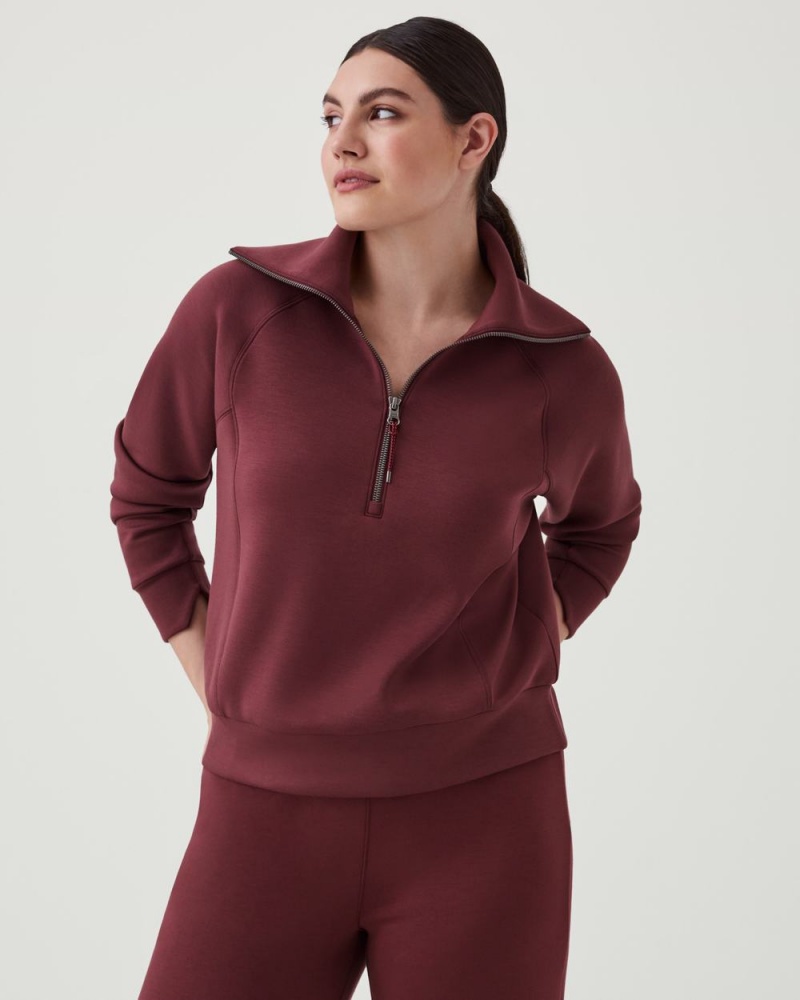 Spanx AirEssentials Half Zip Üstler Kadın Kahverengi | EXNVGS532