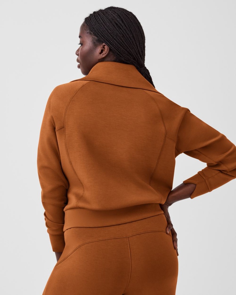 Spanx AirEssentials Half Zip Üstler Kadın Kahverengi | ABSKOV247