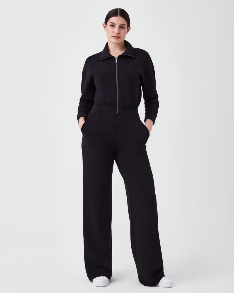 Spanx AirEssentials Long Sleeve Geniş Leg Tulum Kadın Siyah | XONREZ852