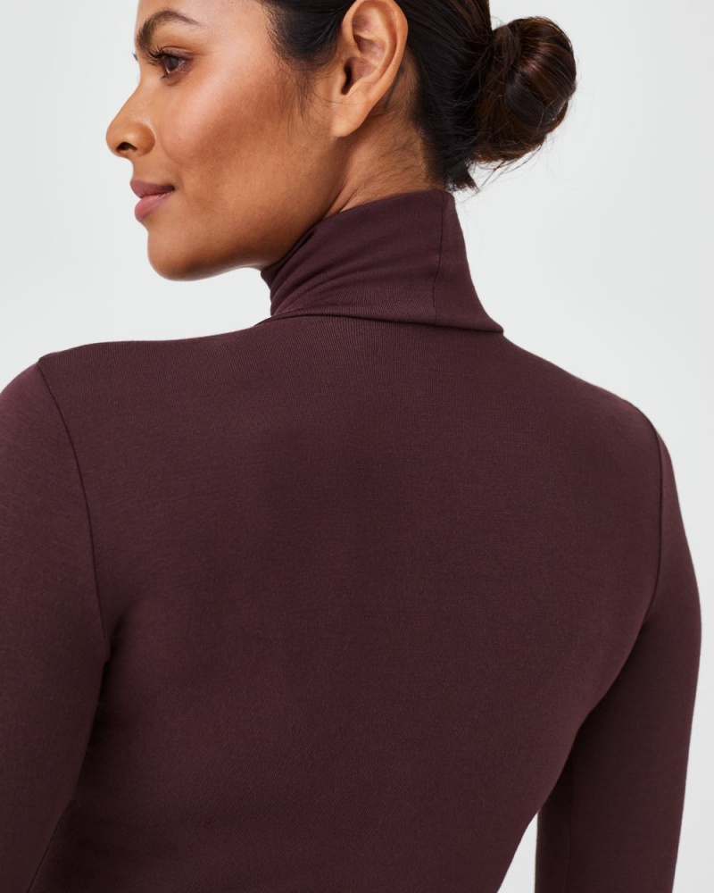 Spanx Better Base Long Sleeve Turtleneck Üstler Kadın Pembe Çikolata | GSPNTU328