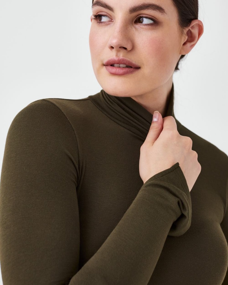 Spanx Better Base Long Sleeve Turtleneck Üstler Kadın Yeşil | DRFIHN058