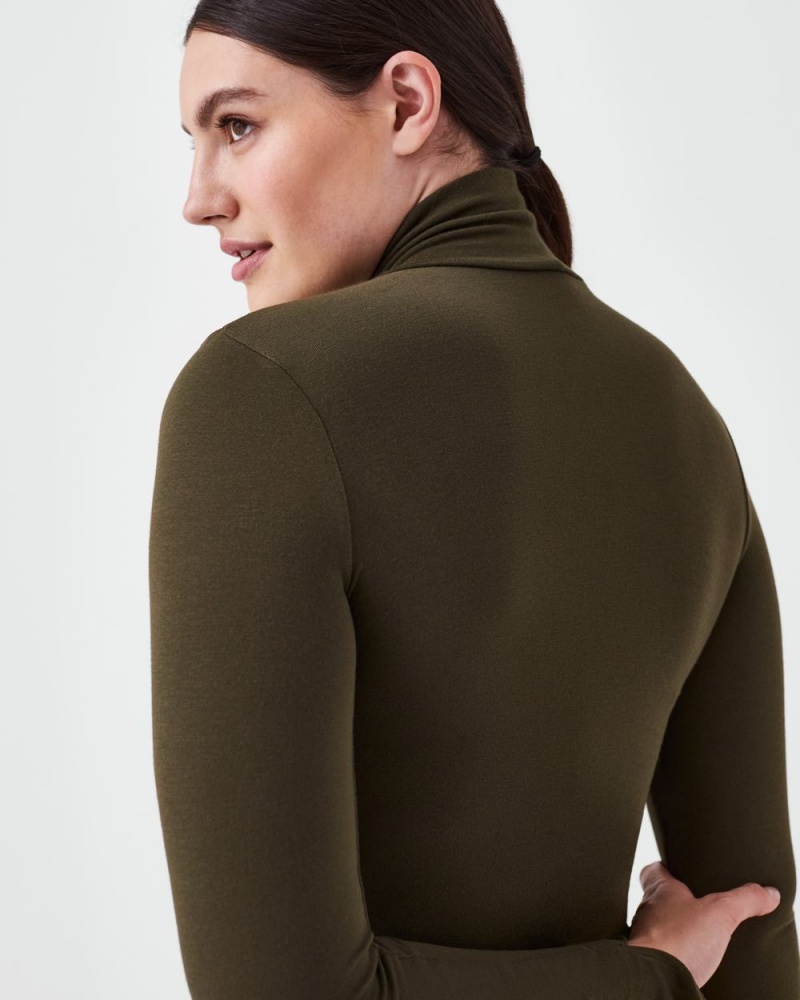 Spanx Better Base Long Sleeve Turtleneck Üstler Kadın Yeşil | DRFIHN058