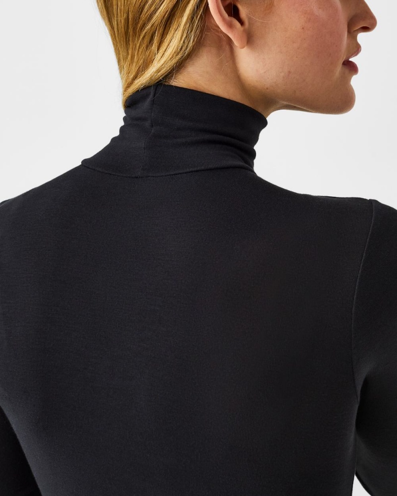 Spanx Better Base Long Sleeve Turtleneck Üstler Kadın Siyah | OYKDAR392