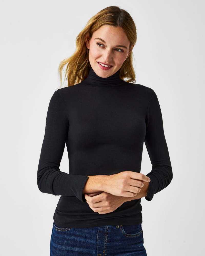 Spanx Better Base Long Sleeve Turtleneck Üstler Kadın Siyah | OYKDAR392