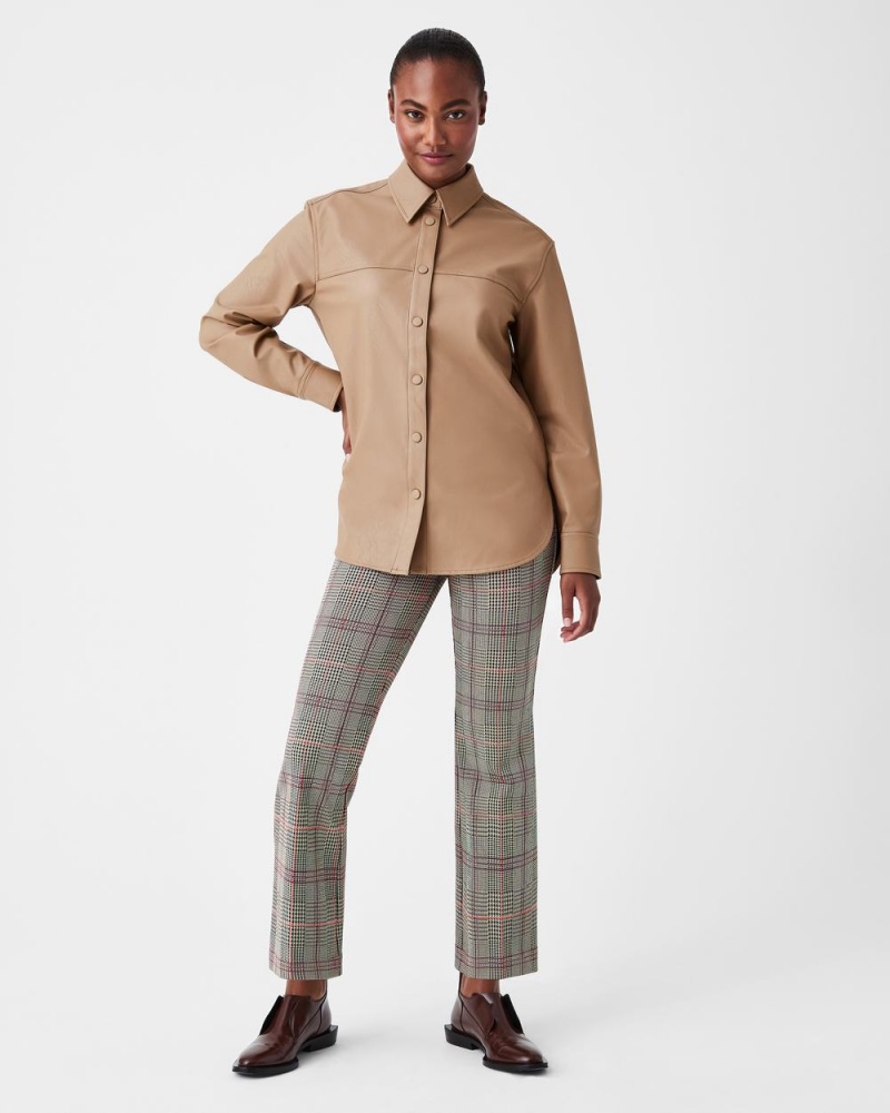 Spanx Deri-Like Oversized Shacket Üstler Kadın Toffee | XRWHOB308