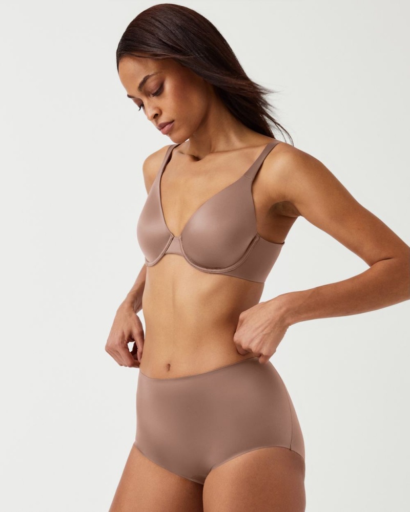 Spanx Shaping Satin Unlined Full Coverage Sütyen Kadın Cafe Au Lait | JBXTGO752