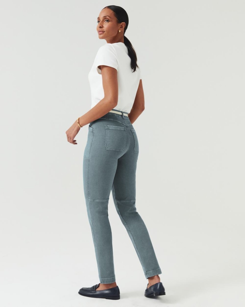 Spanx Stretch Twill Düz Leg Pantolon Kadın Mavi Gri | HQROJN562