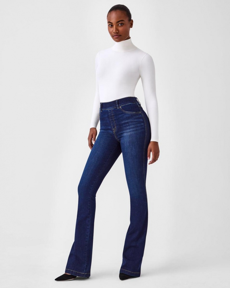 Spanx Suit Yourself Nervürlü Long Sleeve Turtleneck Bodysuit Kadın Beyaz | HDZQEO132