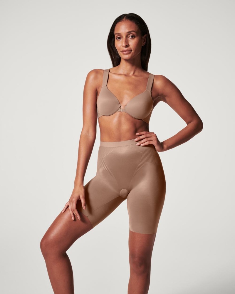 Spanx Thinstincts® 2.0 Mid Cut-Thigh Şort Kadın Cafe Au Lait | FMWEHJ706