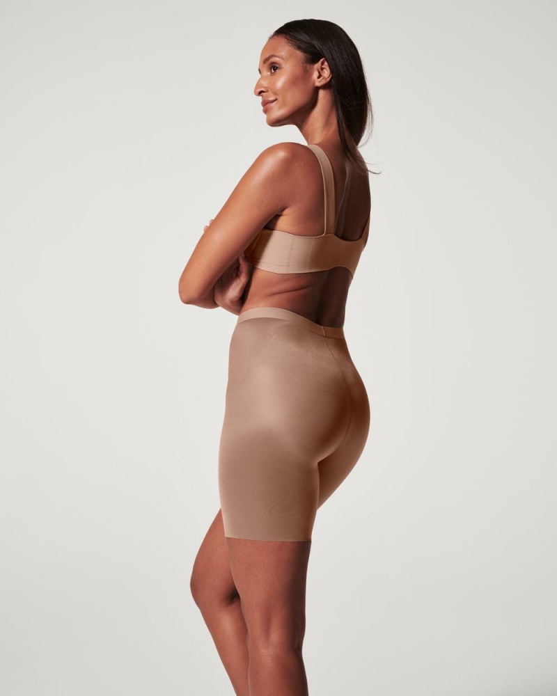 Spanx Thinstincts® 2.0 Mid Cut-Thigh Şort Kadın Cafe Au Lait | FMWEHJ706