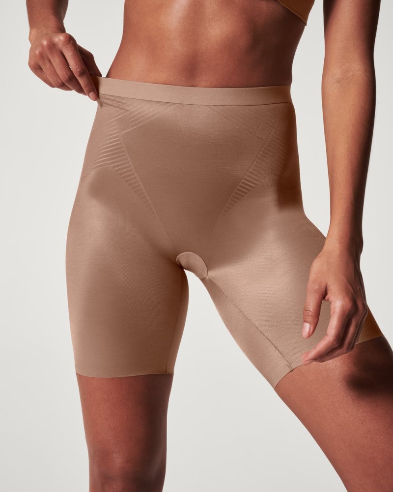 Spanx Thinstincts® 2.0 Mid Cut-Thigh Şort Kadın Cafe Au Lait | FMWEHJ706