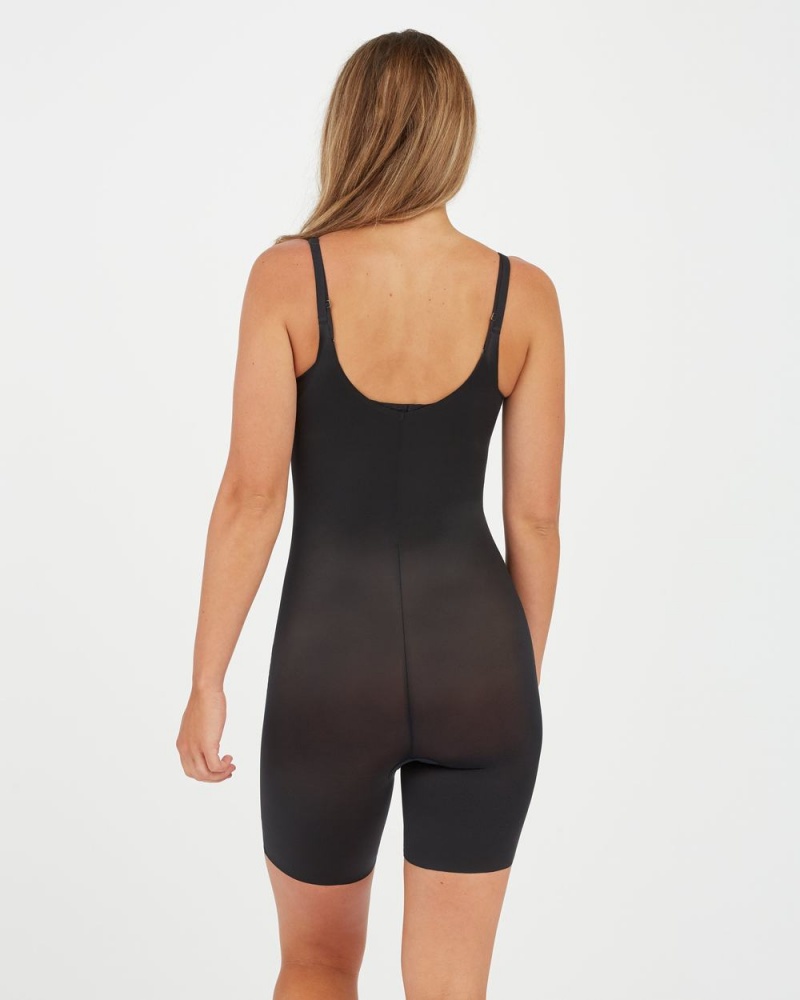 Spanx Thinstincts® 2.0 Open-Bust Mid Cut-Thigh Bodysuit Kadın Siyah | FQPGIW631